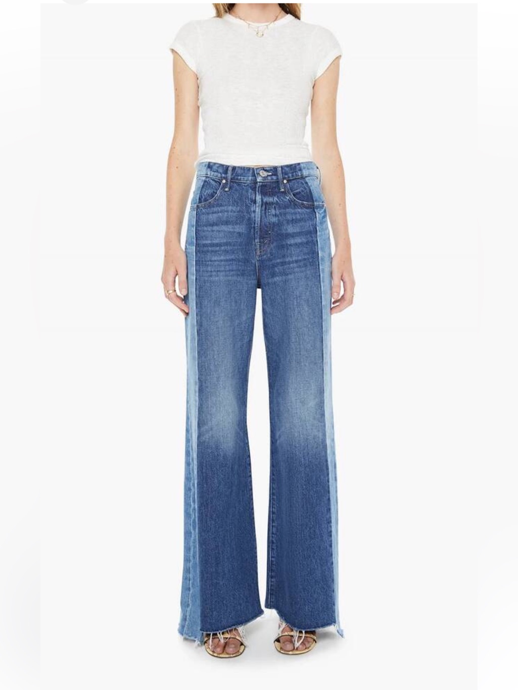 Mother Two-Tone Blue Wide Leg Jeans - Tux Sidestepper